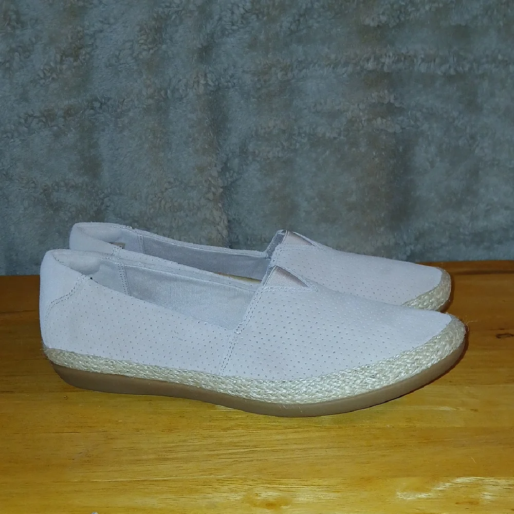 Clarks Cream Espadrilles Sleek Slip-On Shoes